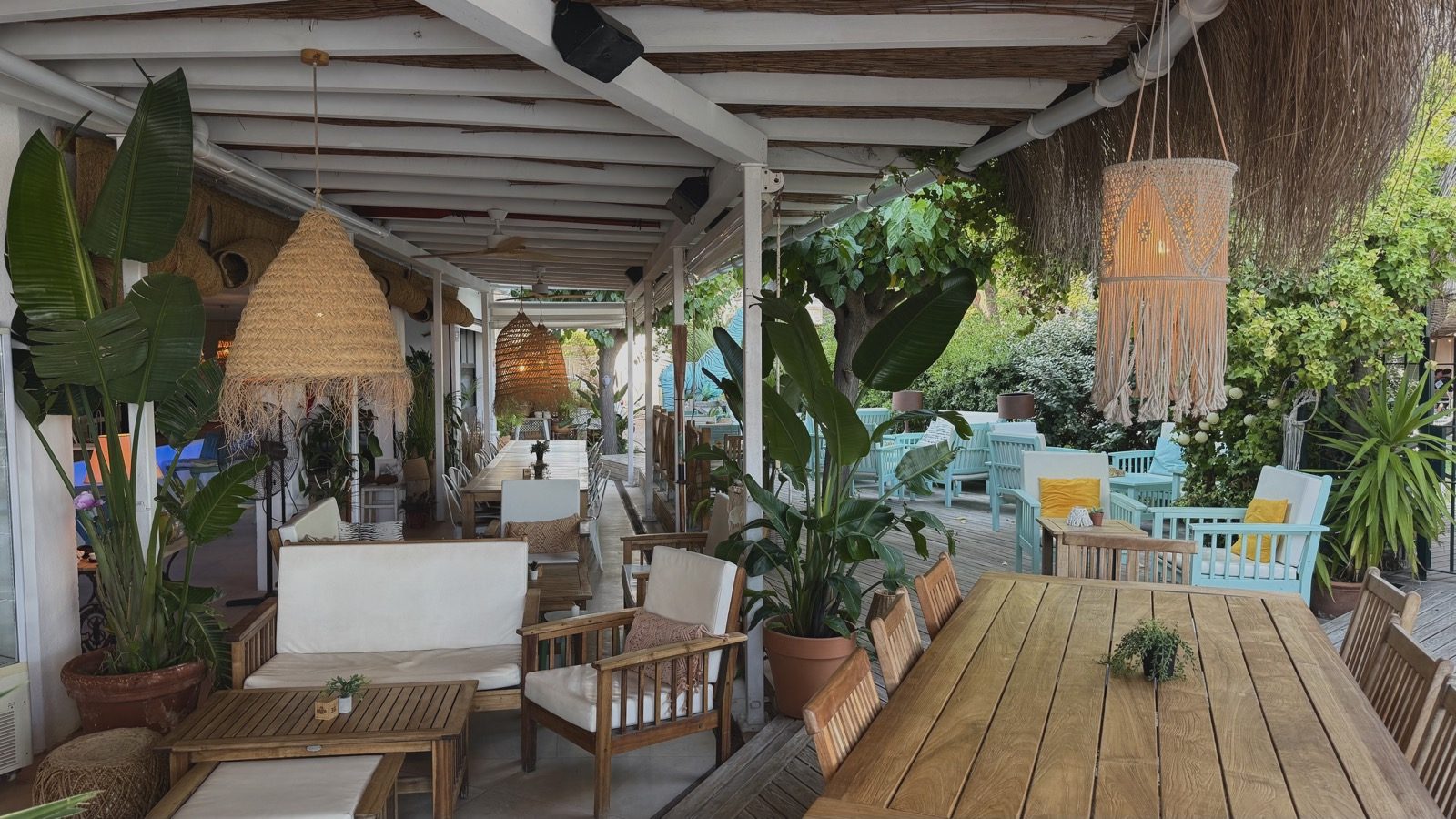 Lounge terrace with cushions and plants
