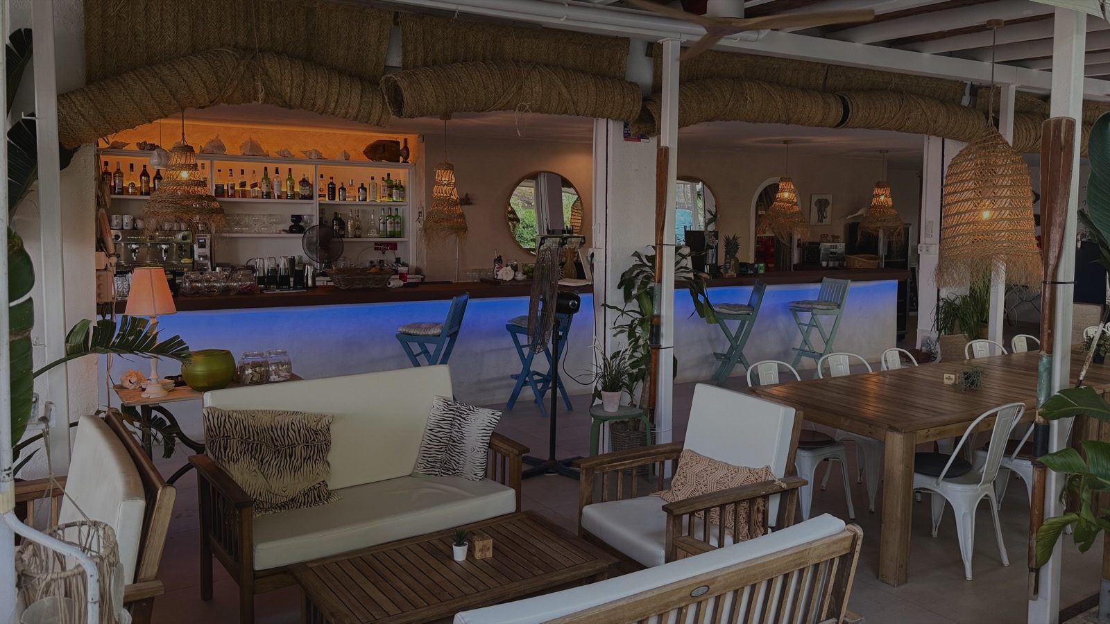 Cocktail bar interior in the evening