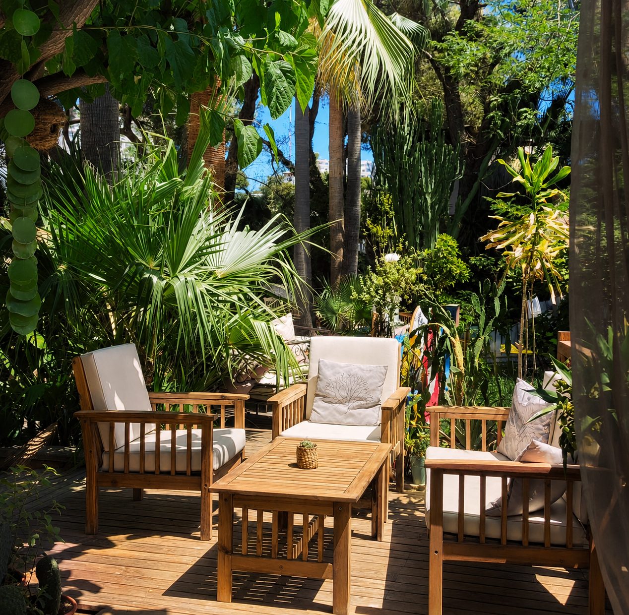 Chill-out garden lounge with greenery